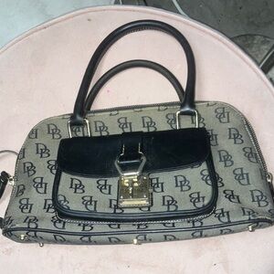 Dooney & Bourke Monogrammed Black and Tan Satchel